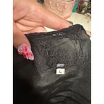 Vintage Style Black Satin Cami Top Lace Trim V Neck Sleeveless Tank Blouse Large Photo 3