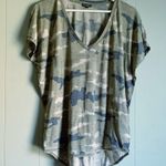 EXPRESS Camo Vneck Cap Sleeve HiLo Knit Tunic Top Photo 1