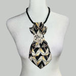 “Dainty Dapper”Chic Black and Gold Geometric necktie Necklace Photo 0