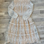 Ivy City Co Sicily Ivory Tan Lace Long Sleeve Lined M16 Size XS Photo 0