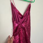 Lena Hot Pink Sequin Mini Dress with Lace up Back Photo 4