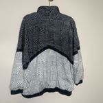 intage Black White Nylon Track Jacket Windbreaker Geometric Pattern Sz 1X Photo 5