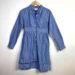 Mille Button Down Blue Striped Oxford Long Sleeve Shirt Dress Shirtdress XS Photo 0