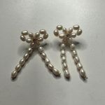 Boutique Beaded Pearls Bow Stud Earrings Photo 0