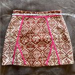 CHAMPAGNE & STRAWBERRY Textile Printed Lined Pencil Straight Skirt Vintage Sz L Tan Size L Photo 5