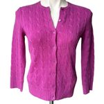 Ralph Lauren Black Label Fuchsia Cable Knit Button Down Cashmere Cardigan Pink Size M Photo 0