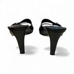 Brighton Roxann Black Leather Mules Heels Women's 8.5 M Square Toe Heart Buckle Photo 2