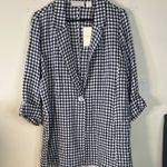 Cynthia Rowley Women’s NWT  Linen Gingham‎ Blazer Blue Checkered Size Large Photo 0