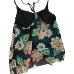Coco reef  Tankini Top Asymmetric Mesh Floral Racerback Black Blue 34C Photo 3