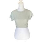 Good American  - NWT Silver Sparkle Short Sleeve Crop Top Sz 1 - S/M Photo 3