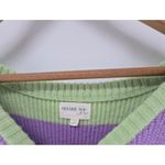 BEFORE YOU with love Striped Oversized Knit Sweater Women's Large Purple Green Photo 1
