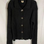 VON Saken Women’s Black Heavy Cotton Sweater Jacket Toggle Buttons Black L Size M Photo 0