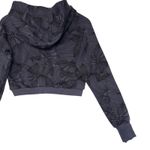 Buff Bunny Collection Cropped Zip Up Hoodie Charcoal Leaf Print Athleisure M Gray Size M Photo 11