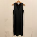 Paige  Black Knit V-Neck Midi Dress with Slit Photo 2