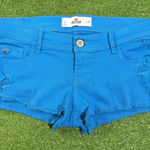 Hollister Y2K  Turquoise Super Low Rise Denim Micro Mini Booty Shorts Festival Photo 0