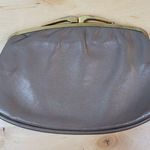 Vintage Clasp Clutch Pocketbook Womens 7" Gray Gold Frame Purse Evening Bag Photo 0