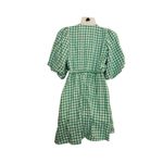 Old Navy  Above The Knee Linen Waist-Defined Wrap Gingham Dress Green Medium Photo 2