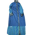 Eloquii Womens Blue Green Striped Maxi Dress Black Faux Leather Accents Size 20 Photo 4