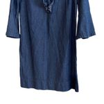 Draper James Denim Shift Dress Women's Size 8 3/4 Flare Sleeve Ruffle Above Knee Photo 2