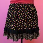 Betsey Johnson  Black & Pink Rosebud Mini Skirt Swimsuit Cover-Up Photo 0