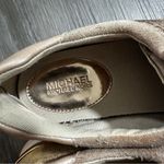 Michael Kors MK Allie Trainer Leather Pink Gold Sneaker Shoes Size 8 Photo 5