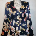 Dorothy Schoele Elegant Floral Butterfly Women's Blazer Size:6 Blue Photo 0