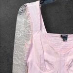 Wild Fable Babydoll Bustier Top XS Pink Floral Lace Sleeve Y2K Coquette Milkmaid Photo 3