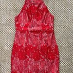 Shareen  Collections Australian Red Lace Highneck Mini Dress Photo 5