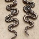 Silver Tone Brown Snake Crystal Drop Earrings Photo 2