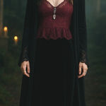 Coldwater Creek Womens Velvet Skirt Size PM Black Midi Goth Witchy Whimsigoth Photo 0