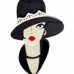 Beautiful Girl Brooch / Scarf Pin #125 Black Photo 1