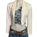 Lovers + Friends  White Crop Blazer SMALL Linen Backless Tailored Padded $198 Photo 0