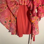 Saloni Marissa Ruffle 100% Silk Pink Floral Long Sleeve Mini Dress Women size 6 Photo 11