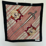 Vintage Gim Renoir Scarf Accessorize Sword Red Cream Black Printed Crest Photo 0