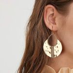 Crescent AllenCOCO Boho Ethnic Handcrafted Hammered Gold plated Dangle Earrings Photo 3