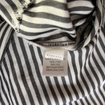 J Jill Shirt Button Up TunicTop Roll Tab Sleeve Gray White Striped Flowy M Size M Photo 5