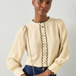 LK Bennett L.K. Bennett Long Sleeve Button Up Blouse Top NWT with defect Size 6 Photo 0