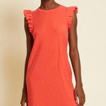Nation Ltd Elliot Fused Ruffle Flutter Sleeve Dress S Red Orange Pima Cotton Photo 0