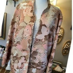 Alfred Dunner  reversible lightweight mandarin collar blazer in pink & tan print. Photo 0