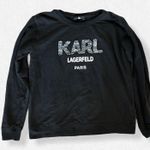 Karl Lagerfeld Paris Logo Black Sweatshirt Tweed Photo 3