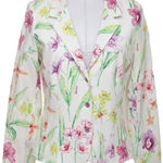 Leggiadro Floral Stretch Cotton Blazer Jacket White Size 8 Photo 0