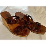 Vintage Stephane Kelian Brown Leather And Wood Platform Wedge Sandals Sz 9.5 Photo 8