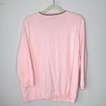 Talbots Woman Pima Cotton Size 2X Pink Contrast Trim Summer Button-Up Cardigan Photo 6