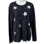 Kate Spade  Navy Blue Silver Sequin Star Constellation Cashmere Sweater sz S / M Photo 1