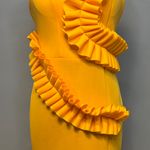 Vibrant Yellow One Shoulder Ruffle Dress Size Large Gold Photo 2