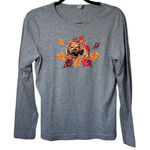 White Stag  Womens Top Gray Halloween Pumpkin Long Sleeve Shirt‎ Medium Teacher Photo 0