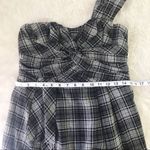 Nanette Lepore One Shoulder Cocktail Dress Mini Sheath Draped Plaid Gray Size 6 Photo 13