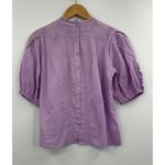 Anthropologie  Lilac Embroidered Puff Sleeve Blouse Cotton Eyelet Lace Top XS Photo 6