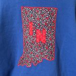 Vintage Indiana home USA map Appliqué sweatshirt Oversized Crewneck teacher 3X Blue Photo 5