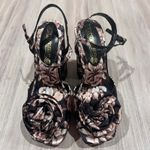 EXPRESS  Floral Rosette Platform Heels Ankle Strap Chunky High Heel Sandals Sz 7 Photo 4